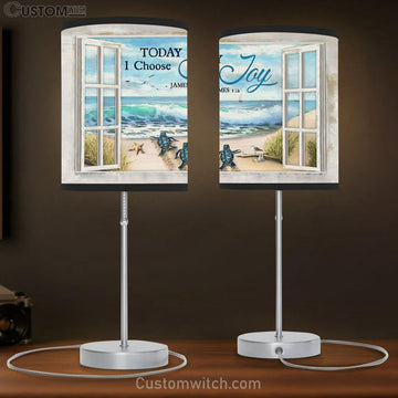 Today I Choose Joy Turtle Seagull Table Lamp Art - Bible Verse Lamp Gift - Christian Bedroom Decor