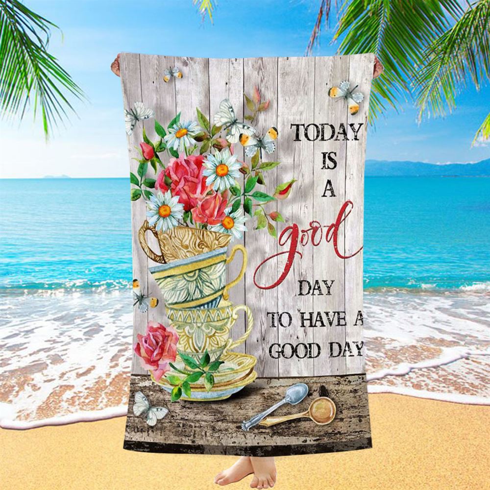 Today Is A Good Day Daisy Beach Towel - Christian Beach Towel Decor