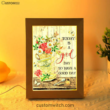 Today Is A Good Day Daisy Frame Lamp Art - Christian Night Light Decor