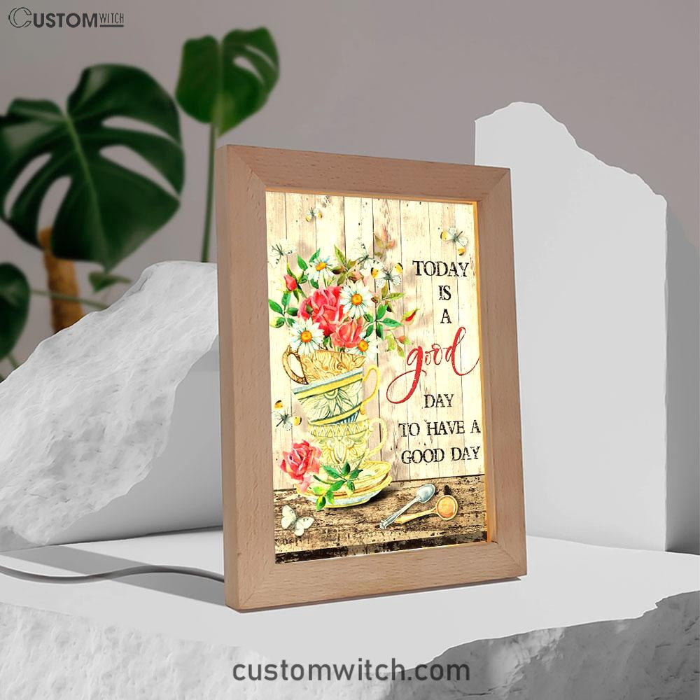 Today Is A Good Day Daisy Frame Lamp Art - Christian Night Light Decor