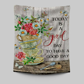 Today Is A Good Day Daisy Tapestry Wall Art - Christian Tapestries Wall Art Decor