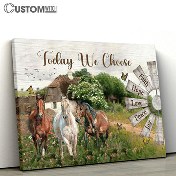 Today We Choose Joy Dream Horses Windmill Canvas Wall Art - Bible Verse Canvas - Religious Prints
