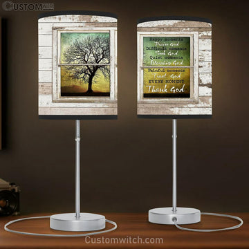 Tree Cross Every Moment Thank God Table Lamp Art - Bible Verse Lamp Gift - Christian Bedroom Decor