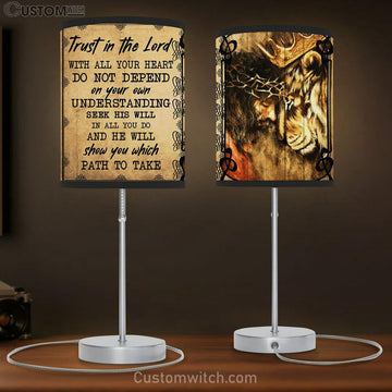 Trust In The Lord Jesus And Lion Large Table Lamp - Christian Table Lamp Prints - Religious Table Lamp Art
