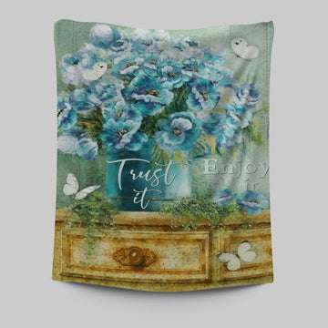 Trust It Enjoy It God Tapestry Prints - Christian Wall Decor - Bible Verse Tapestry Art