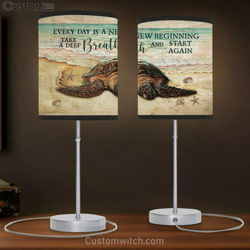 Turtle Beach Every Day Is A New Beginning Table Lamp Art - Bible Verse Lamp Gift - Christian Bedroom Decor