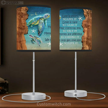 Turtle Starfish We Only Get One Life So Live It Table Lamp Art - Bible Verse Lamp Gift - Christian Bedroom Decor