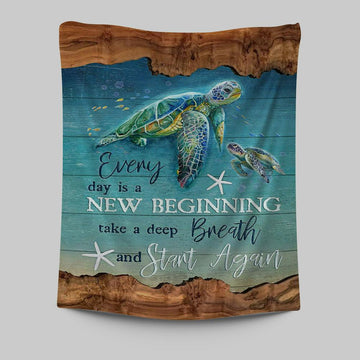 Turtle Under The Ocean Everyday Is A New Beginning Tapestry Art - Christian Art - Bible Verse Wall Art - Religious Home Decor
