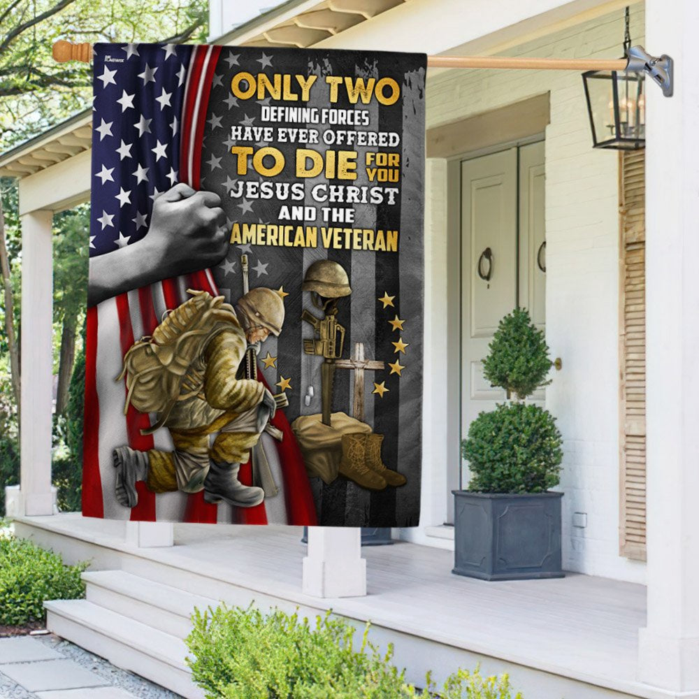 US Veteran Flag, Jesus Christ And The American Veteran Flag, Veteran Garden Flags