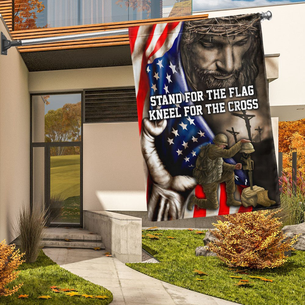 US Veteran Flag, Stand For The Flag, Veteran Memorial Jesus Christian Flag, Veteran Garden Flags