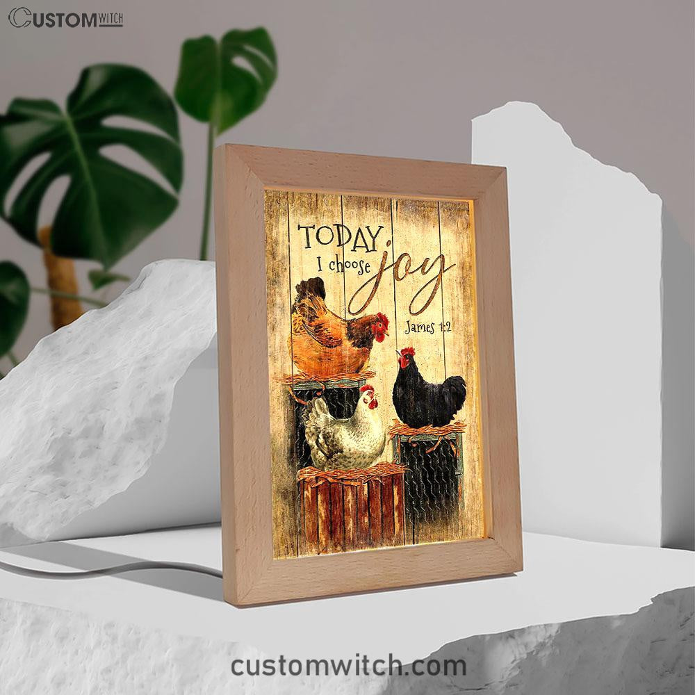 Unique Chicken Today I Choose Joy Frame Lamp Art - Christian Art - Bible Verse Art - Religious Home Decor