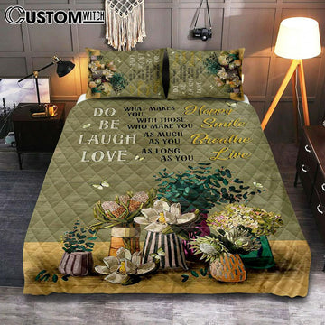 Unique Flower Green Butterfly Do What Makes You Happy Quilt Bedding Set Art - Christian Art - Bible Verse Bedroom - Religious Home Decor