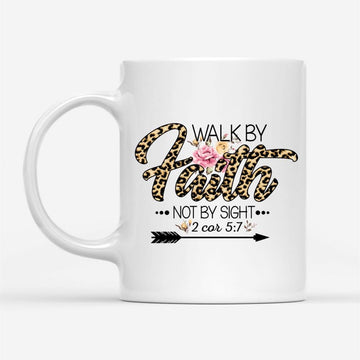 Walk By Faith Not By Sight, Leopard Bible Verse Mug, Christian Mug, Bible Mug, Faith Gift, Encouragement Gift