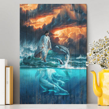 Walking On The Sea Beautiful Dolphin Canvas Print - Inspirational Canvas Art - Christian Wall Art Home Decor