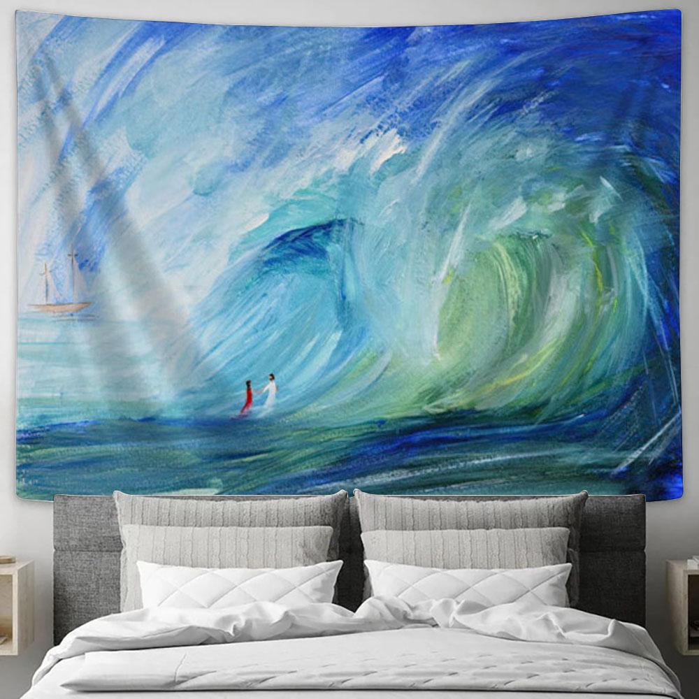 Walking On Water Tapestry Prints - Christian Wall Art - Christian Home Decor