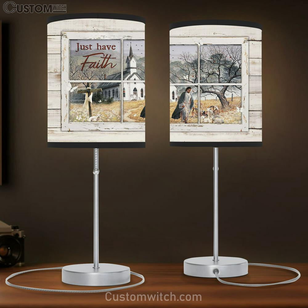 Walking With Jesus Table Lamp - Church Just Have Faith Table Lamp Art - Bible Verse Lamp Gift - Christian Bedroom Decor