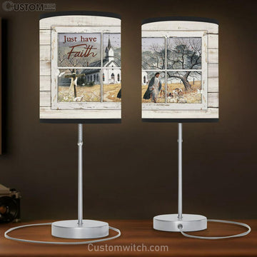 Walking With Jesus Table Lamp - Church Just Have Faith Table Lamp Art - Bible Verse Lamp Gift - Christian Bedroom Decor