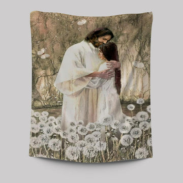 Walking With Jesus, Pretty Dandelion Field, The World In His Arm Tapestry