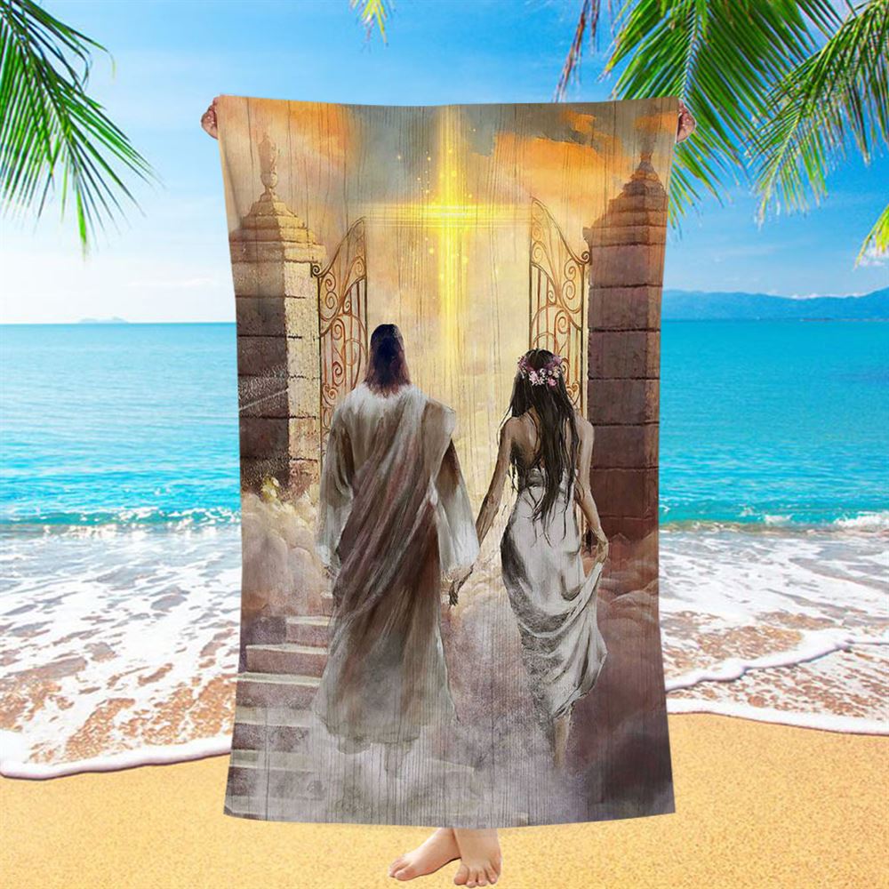 Walking With Jesus The Way To Heaven Beach Towel - Christian Art - Bible Verse Beach Towel - Religious Beach Towel