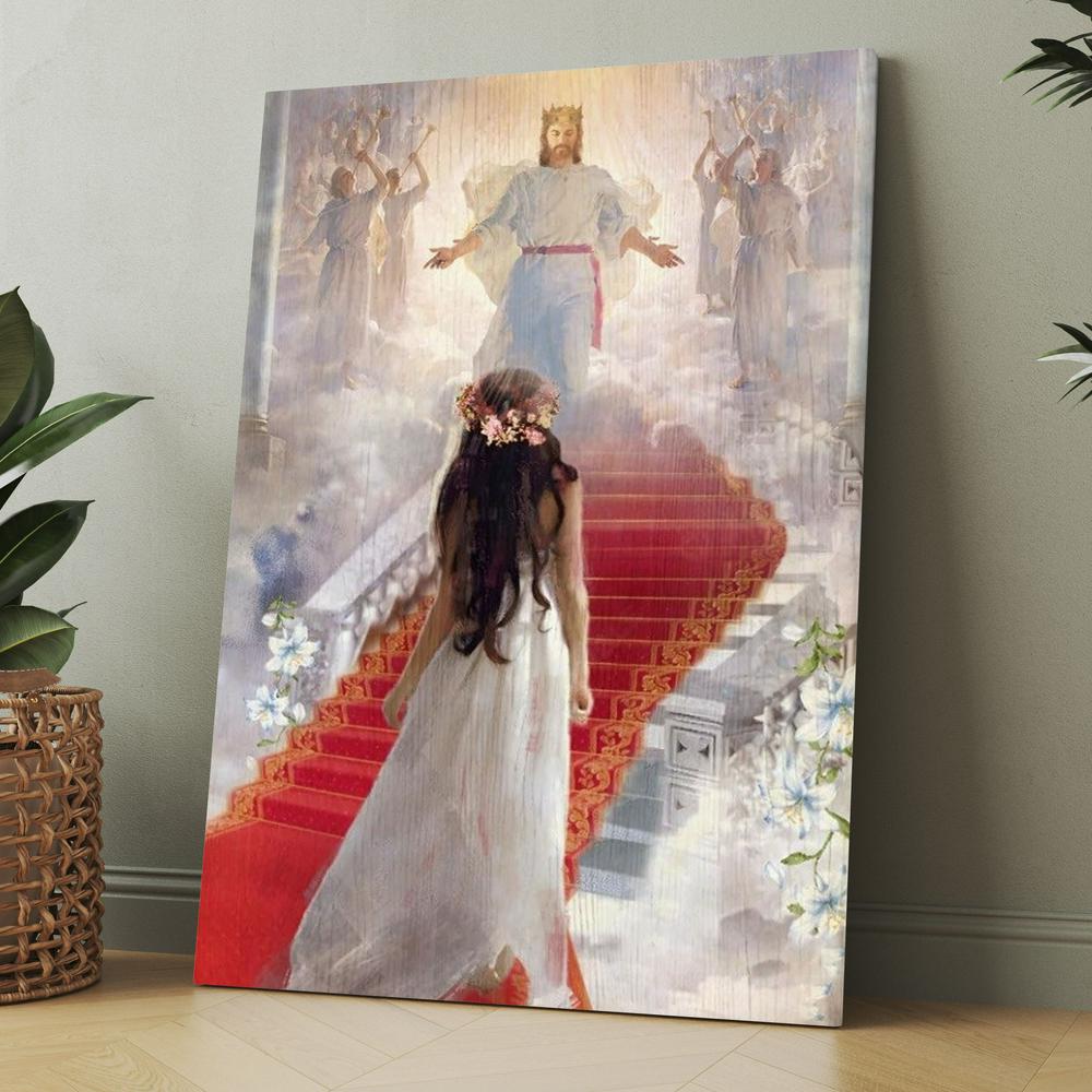 Walking With Jesus The Way To Heaven Canvas, Christmas Gift for Christian