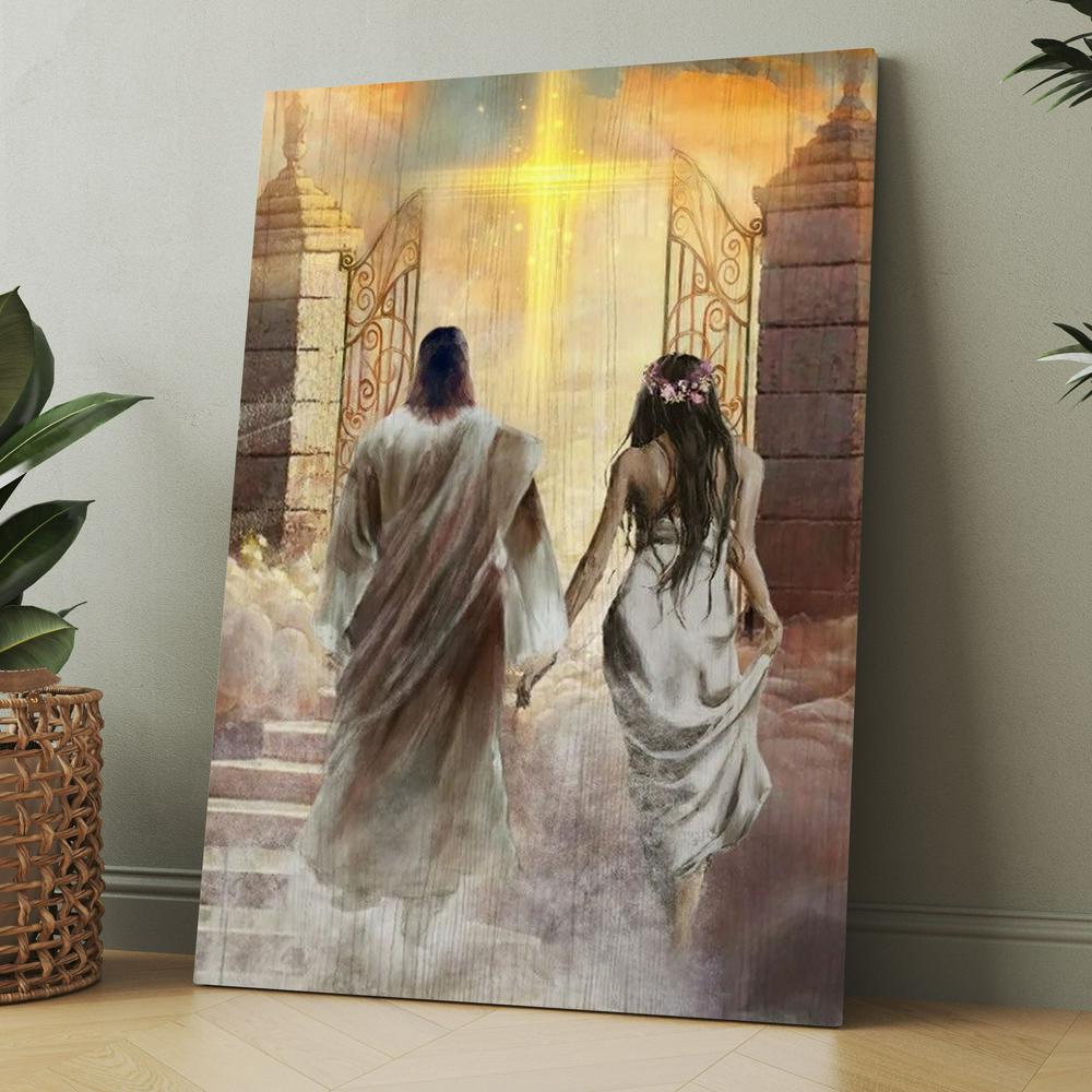 Walking With Jesus, The Way To Heaven, Cross, Beautiful Heaven Canvas, Christmas Gift for Christian