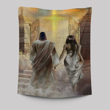Walking With Jesus, The Way To Heaven, Cross, Beautiful Heaven Tapestry