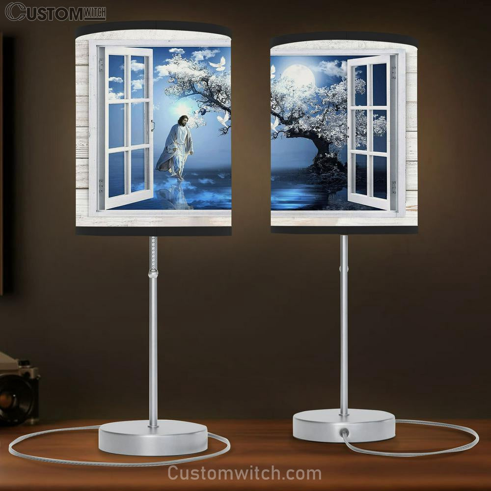 Walking With Jesus Lamp Gift Table Lamp - Christian Lamp Gift - Religious Art