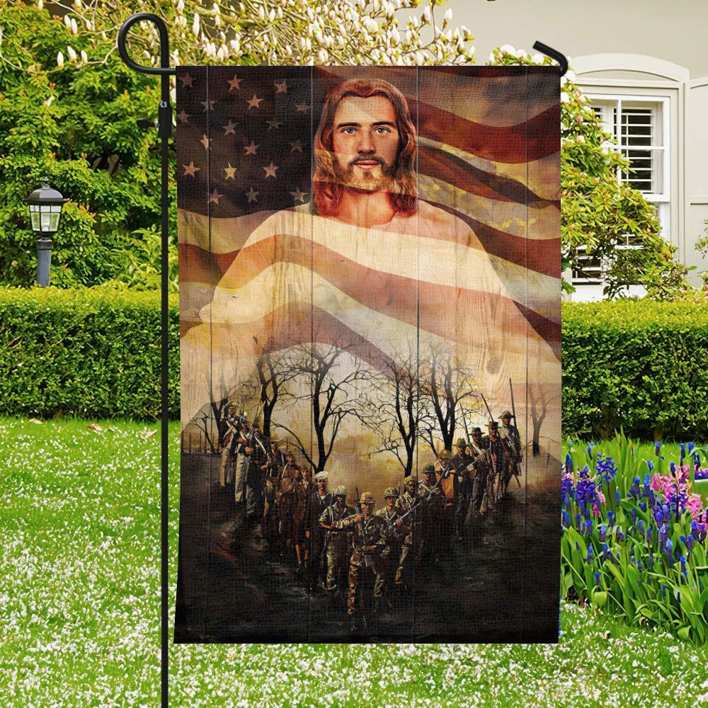 Warrior And Jesus, Christian&#39;s Flag, Garden Decor, Garden Flag Stand, Christian Flag, Scripture Flag, Garden Banner