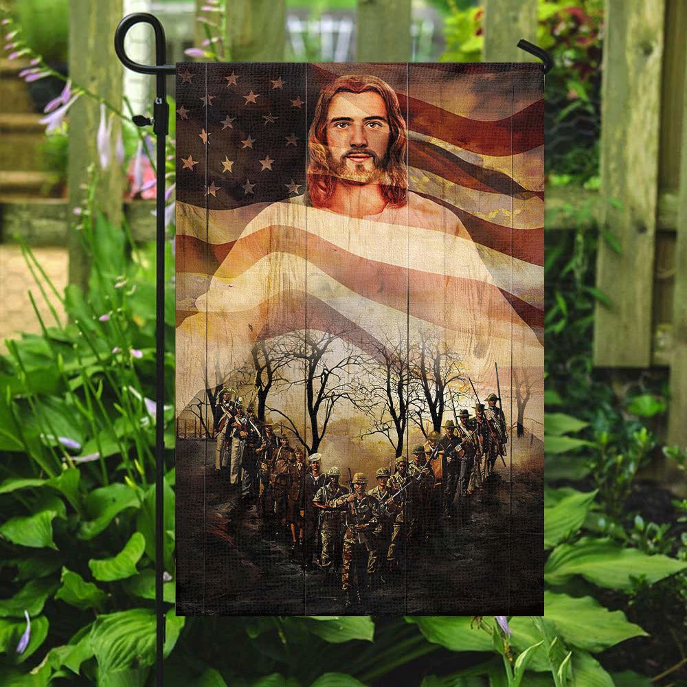 Warrior And Jesus, Christian&#39;s Flag, Garden Decor, Garden Flag Stand, Christian Flag, Scripture Flag, Garden Banner