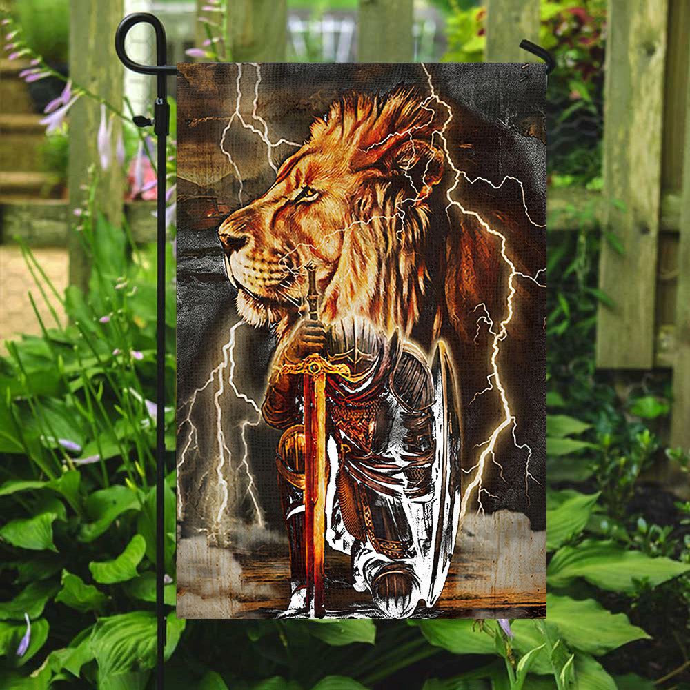 Warrior And Lion Flag, Christian&#39;s Flag, Garden Decor, Garden Flag Stand, Christian Flag, Scripture Flag, Garden Banner