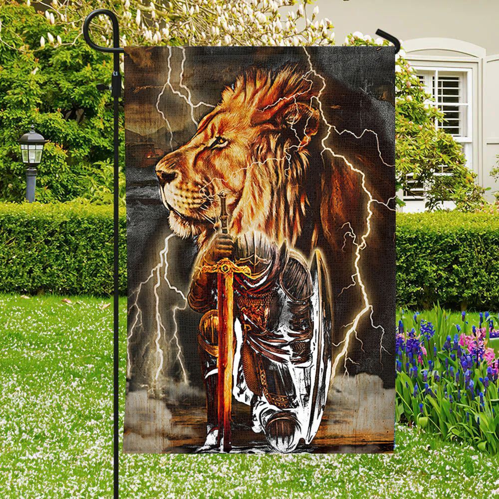 Warrior And Lion Flag, Christian&#39;s Flag, Garden Decor, Garden Flag Stand, Christian Flag, Scripture Flag, Garden Banner