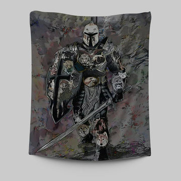 Warrior Armor Of God Tapestry Wall Art -  Christian Indoor Wall Tapestries - Religious Art
