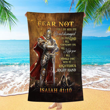 Warrior Jesus Fear Not For I Am With You Beach Towel - Christian Beach Towel - Bible Verse Beach Towel