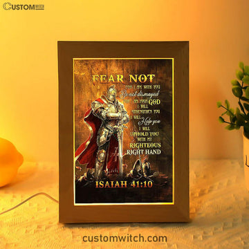 Warrior Jesus Fear Not For I Am With You Frame Lamp Art - Christian Night Light - Bible Verse Wooden Lamp