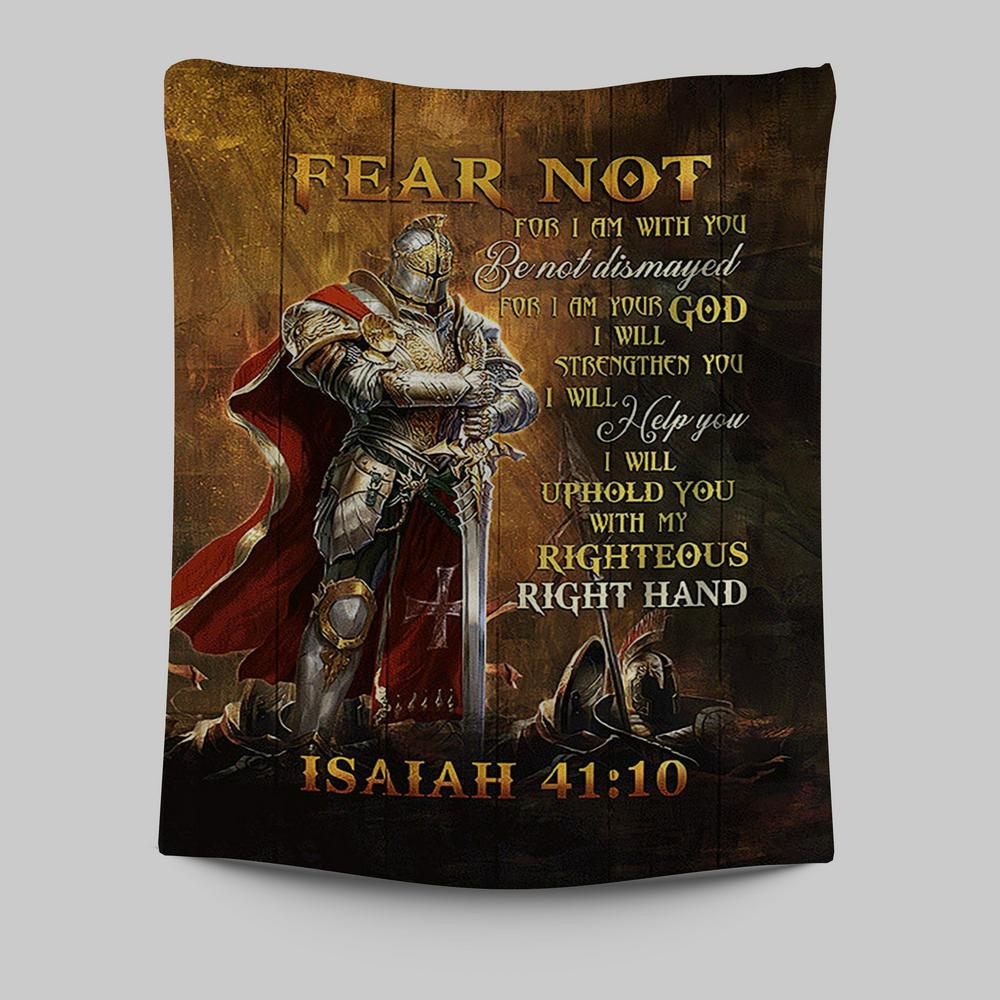 Warrior Jesus Fear Not For I Am With You Tapestry Wall Art - Christian Tapestries Prints - Bible Verse Tapestry Art
