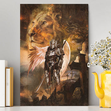 Warrior Jesus Lion Of Judah Cross Canvas Art - Christian Art - Bible Verse Wall Art - Religious Home Decor
