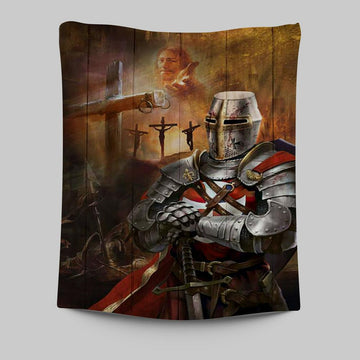 Warrior Jesus On The Cross Jesus Calls Tapestry Print - Inspirational Tapestry Art - Christian Wall Art Home Decor