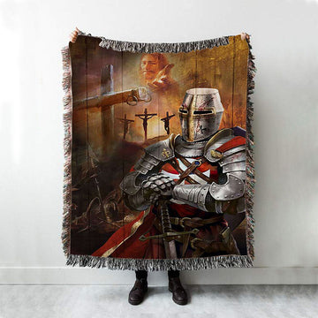 Warrior Jesus On The Cross Jesus Calls Woven Blanket Print - Inspirational Woven Blanket Art - Christian Throw Blanket Home Decor