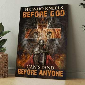 Warrior Of Christ, Lion Of Judah, He Who Kneels Before God Canvas, Christmas Gift for Christian
