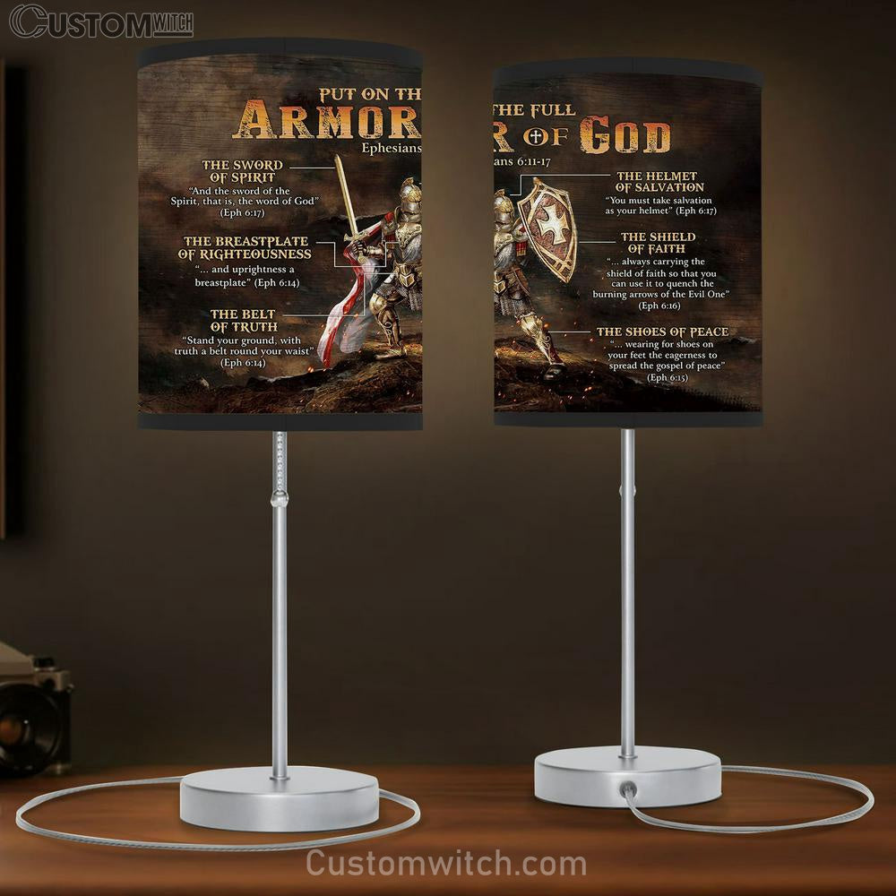 Warrior Of God Put On The Full Armor Of God Table Lamp Art - Bible Verse Lamp Gift - Christian Bedroom Decor_6166 1 - {}