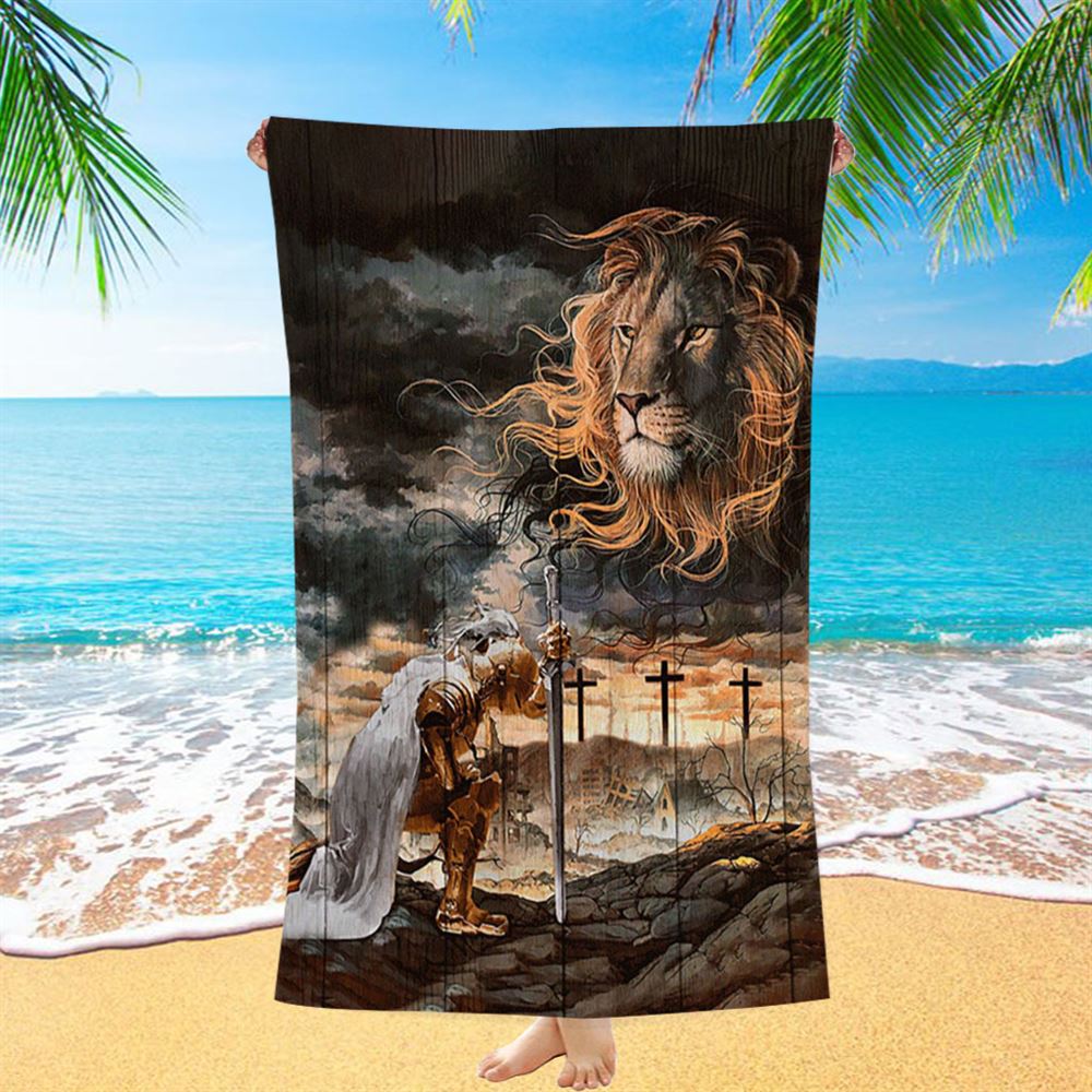 Warrior Women And Lion Of Judah Beach Towel - Christian Beach Towel - Bible Verse Beach Towel