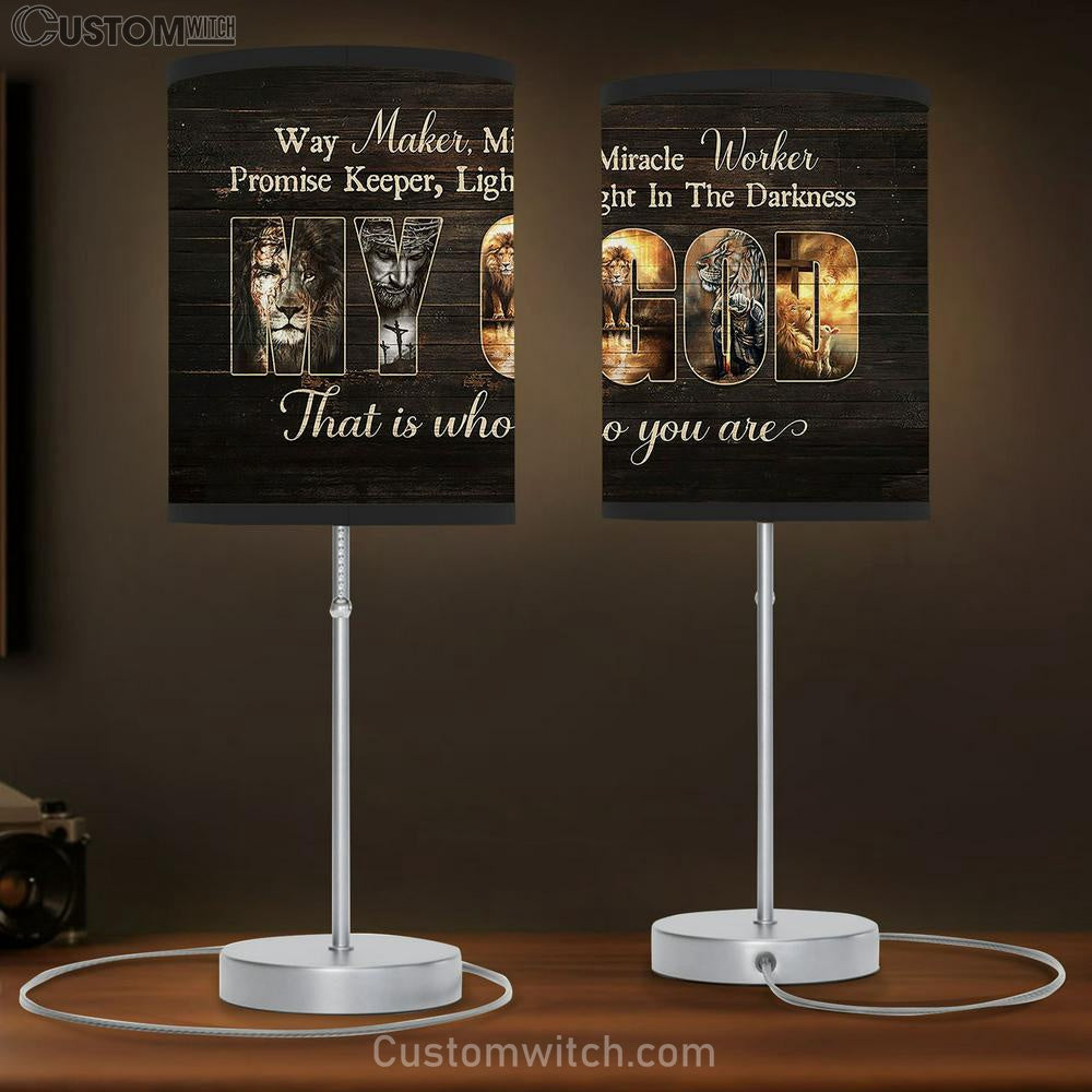 Way Maker Miracle Worker Table Lamp - Jesus Lion Of Judah Lamp Of God Table Lamp Art - Christian Lamp Gift Decor - Bible Verse Table Lamp