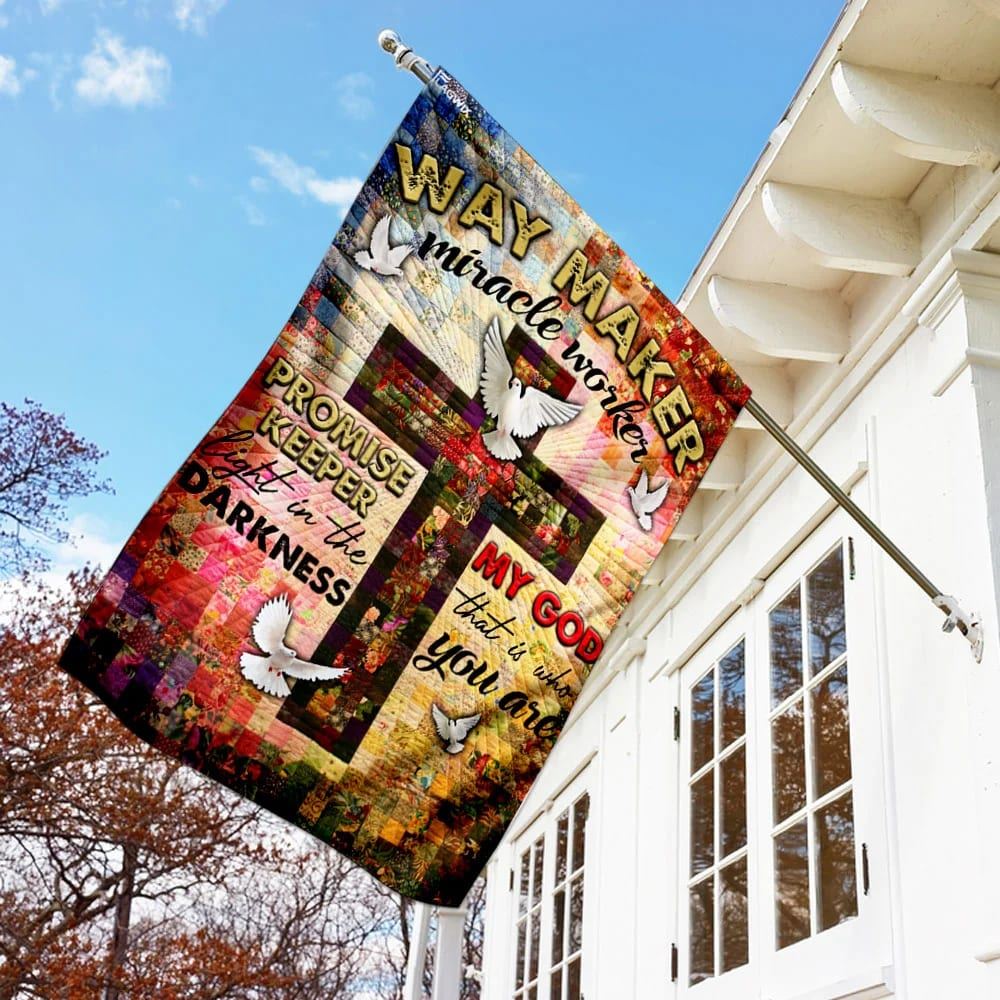 Way Maker Miracle Worker Jesus Christ Cross House Flags, Christian Flag, Scripture Flag, Garden Banner