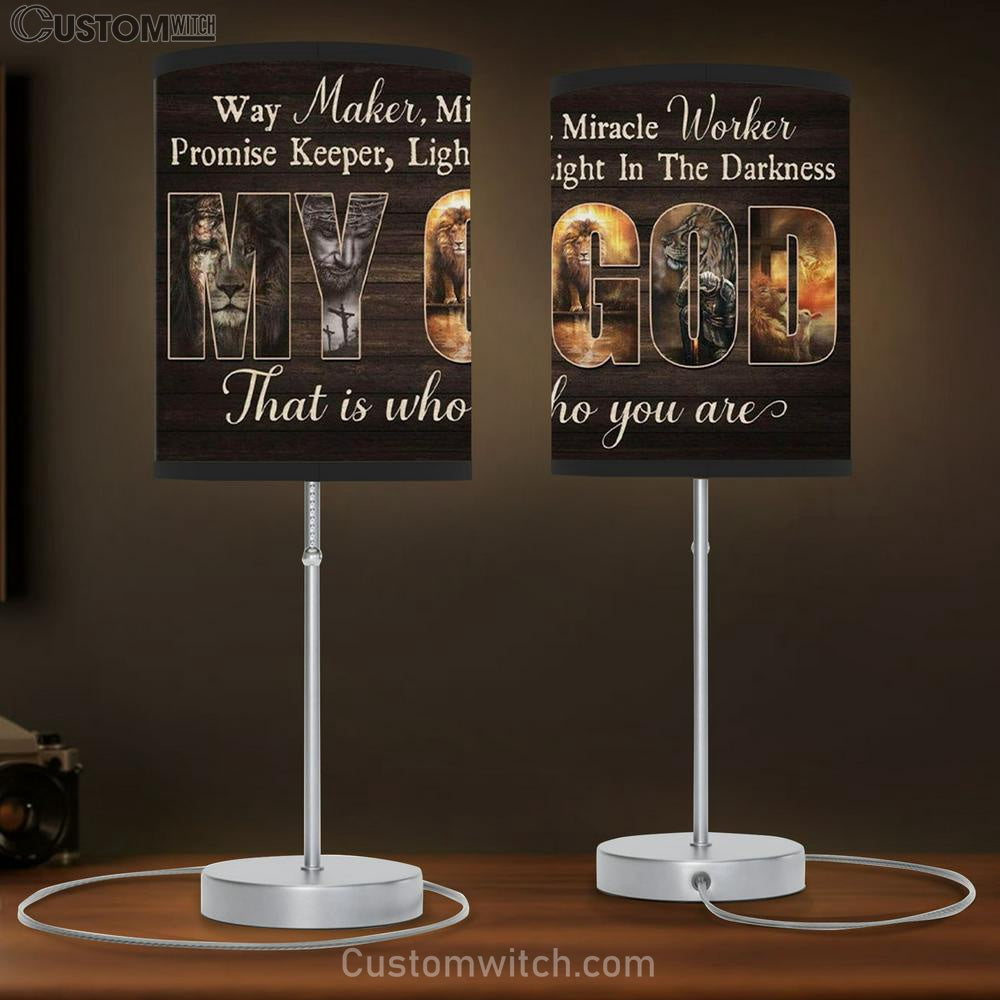 Way Maker Miracle Worker Jesus Lion Of Judah Table Lamp Gift Print - Christian Bedroom Decor