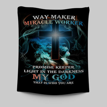 Way Maker Miracle Worker Lion &amp; Cross Tapestry Wall Art - Christian Wall Tapestry - Religious Tapestries Wall Hanging Prints