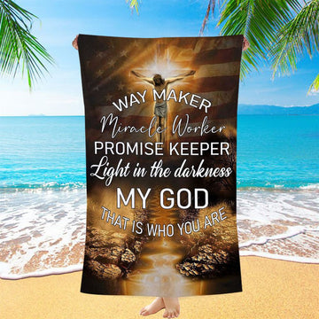Way Maker Miracle Worker Promise Keeper Beach Towel - Christian Beach Towel - Religious Beach Towel