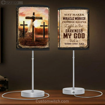 Way Maker Miracle Worker Promise Keeper Cross Large Table Lamp - Christian Table Lamp Prints - Religious Table Lamp Art
