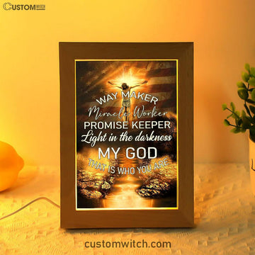 Way Maker Miracle Worker Promise Keeper Frame Lamp Art - Christian Frame Lamp - Religious Gifts Night Light