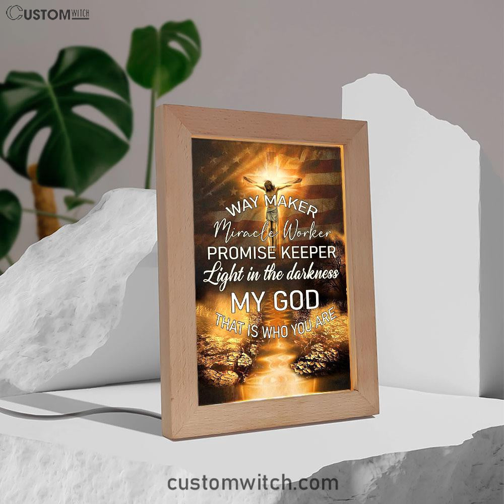 Way Maker Miracle Worker Promise Keeper Frame Lamp Art - Christian Frame Lamp - Religious Gifts Night Light