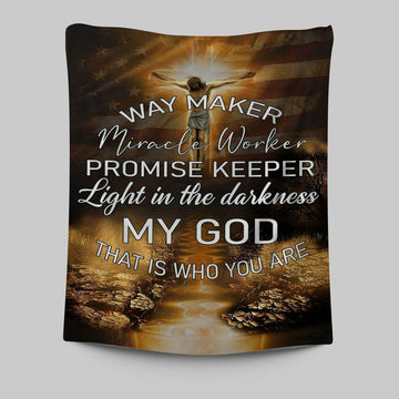 Way Maker Miracle Worker Promise Keeper Tapestry Wall Art - Christian Wall Tapestry - Religious Tapestries Wall Hanging Prints